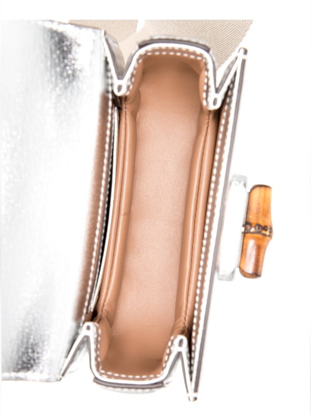 Gucci mini Silver Leather Top-Handle Bag with Bamboo Accent - Picture 5 of 5